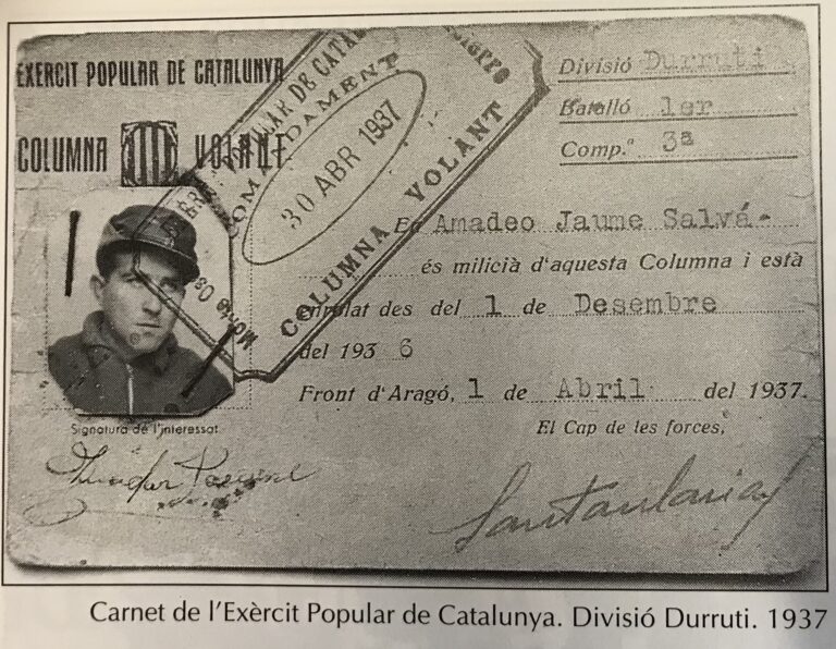 Carnet de l'Exèrcit popular de Catalunya Amador Jaume Salvà